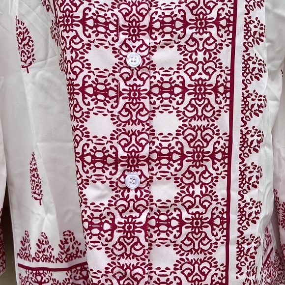 Red and white Calcutta style print blouse - Picture 3 of 11